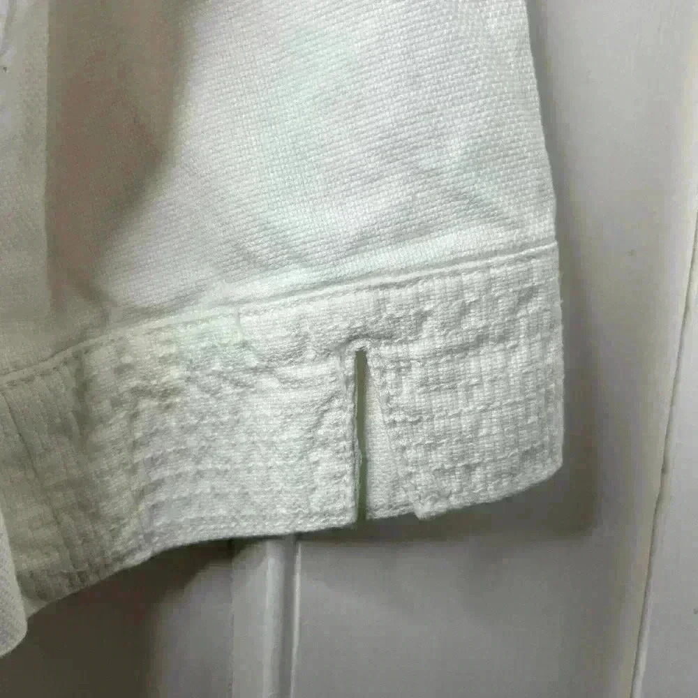 White Cotton Rounded  Neck Jacket Size 14 - Picture 7 of 9